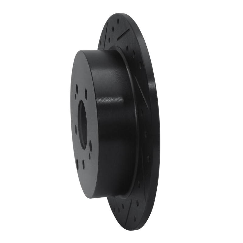 Mitsubishi Grandis Brake Rotor (1) - Rear Left - R1 Concepts - Drilled & Slotted - Black - `04-`11